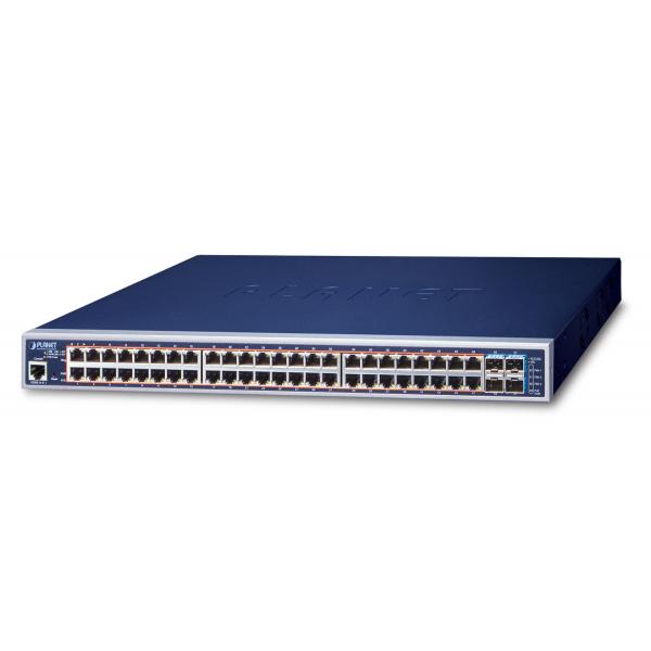 PLANET GS-5220-48P4X switch di rete Gestito L3 Gigabit Ethernet [10/100/1000] Supporto Power over Ethernet [PoE] 1U Blu (L2+/L4 48-Port 10/100/1000T - 802.3at PoE + 4-Port 10G - SFP+ Managed Switch, with Hardware Layer3 IPv4/IPv6 Static Routing [400W...
