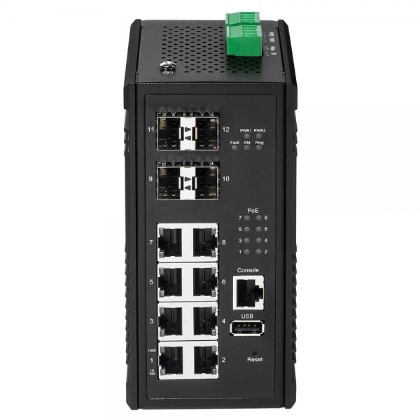 INDUSTRIAL 8-PORT GIGABIT POE+ MANAGED SWITCH 4 SFP SLOTS