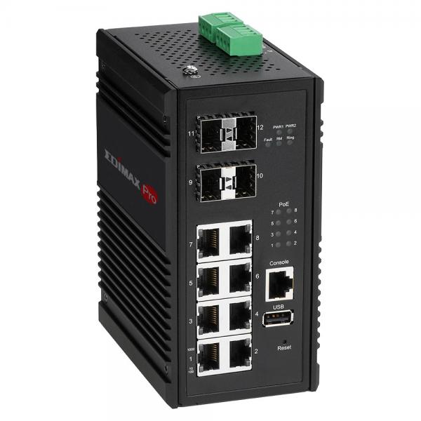 INDUSTRIAL 8-PORT GIGABIT POE+ MANAGED SWITCH 4 SFP SLOTS