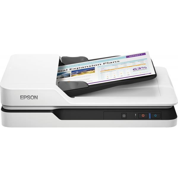 Epson WorkForce DS-1630 Scanner piano e ADF 1200 x 1200 DPI A4 Nero, Bianco (Epson WorkForce DS-1630 - Document scanner - Duplex - A4/Legal - 1200 dpi x 1200 dpi - up to 25 ppm [mono] / up to 25 ppm [colour] - ADF [50 sheets] - up to 1500 scans per d...