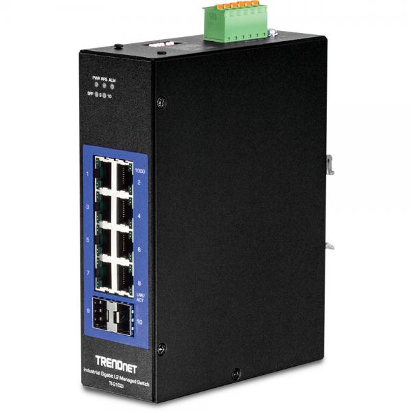 Trendnet TI-G102i Gestito L2 Gigabit Ethernet [10/100/1000] Nero (10-Port Industrial Gigabit L2 - Managed DIN-Rail Switch - Managed DIN-Rail Switch - Warranty: 12M)