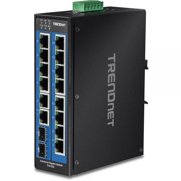 Trendnet TI-G162 switch di rete Gigabit Ethernet [10/100/1000] Nero (16-Port Hardened Industrial - Gigabit DIN-Rail Switch - Hardened Industrial DIN-Rail - Warranty: 36M)