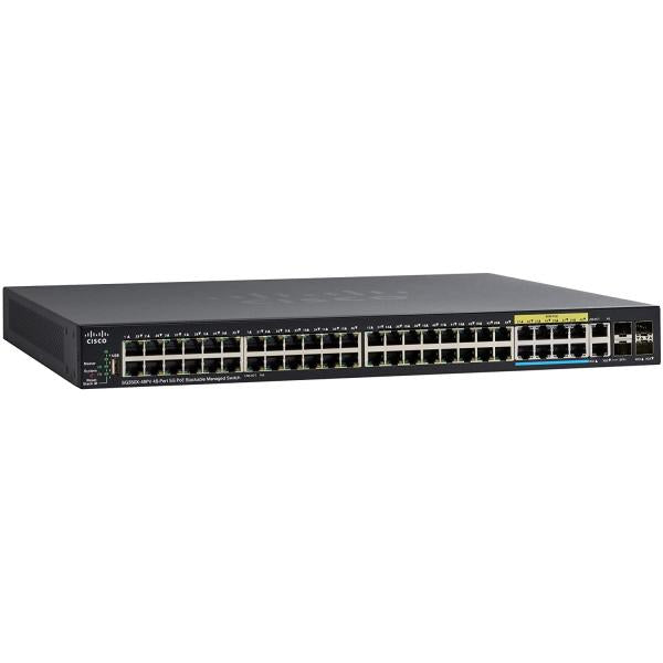 Cisco SG350X-48PV Gestito L3 Gigabit Ethernet [10/100/1000] Supporto Power over Ethernet [PoE] 1U Nero (48-PORT 5G POE STACKABLE - MANAGED SWITCH)