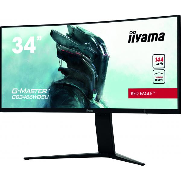 Iiyama G-MASTER GB3466WQSU-B1 LED display 86,4 cm [34] 3440 x 1440 Pixel UltraWide Quad HD Nero (iiyama G-MASTER Red Eagle - Monitor a LED - curvato - 34 - 3440 x 1440 UWQHD @ 144 Hz - VA - 400 cd/m? - 3000:1 - DisplayHDR 400 - 1 ms - 2xHDMI, 2xDispl...