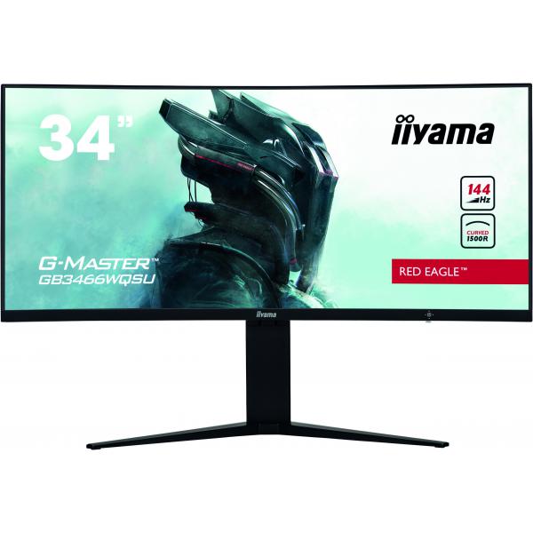 Iiyama G-MASTER GB3466WQSU-B1 LED display 86,4 cm [34] 3440 x 1440 Pixel UltraWide Quad HD Nero (iiyama G-MASTER Red Eagle - Monitor a LED - curvato - 34 - 3440 x 1440 UWQHD @ 144 Hz - VA - 400 cd/m? - 3000:1 - DisplayHDR 400 - 1 ms - 2xHDMI, 2xDispl...