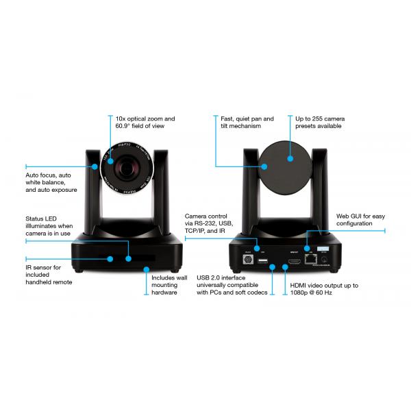 Atlona AT-HDVS-CAM-HDMI 2,07 MP Nero 1920 x 1080 Pixel 60 fps CMOS 25,4 / 2,8 mm [1 / 2.8] (AT-HDVS-CAM-HDMI-BK - PTZ Camera with HDMI Output and USB - Black)