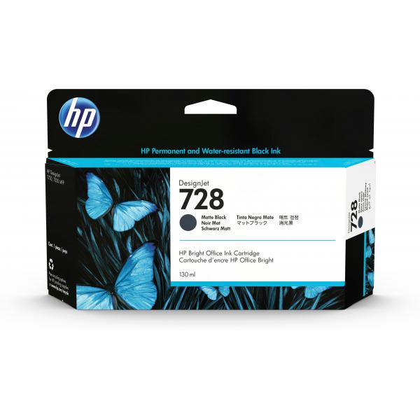 HP 728 130-ml Matte Black DesignJet Ink Cartridge cartuccia d'inchiostro 1 pz Originale Resa standard Nero opaco (HP 728 - 130 ml - nero opaco - originale - DesignJet - cartuccia d'inchiostro - per DesignJet T730, T830)hp01948503040403WX25A