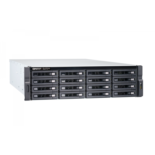 QNAP TS-h1683XU-RP NAS Armadio [3U] Collegamento ethernet LAN Nero E-2236 (16-Bay 3U rackmount NAS Intel Xeon E-2236 6 cores / 12 threads 3.4 GHz processor [boost up to 4.8 GHz] 128 GB ECC DDR4 ECC 16 x 2.5in/3.5in SATA 6Gbps HDD/SSD 2 x 10GbE SFP+ S...