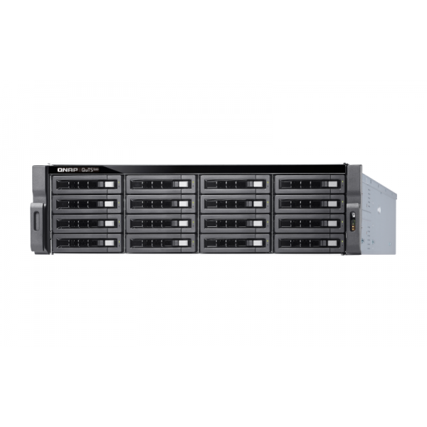 QNAP TS-h1683XU-RP NAS Armadio [3U] Collegamento ethernet LAN Nero E-2236 (16-Bay 3U rackmount NAS Intel Xeon E-2236 6 cores / 12 threads 3.4 GHz processor [boost up to 4.8 GHz] 128 GB ECC DDR4 ECC 16 x 2.5in/3.5in SATA 6Gbps HDD/SSD 2 x 10GbE SFP+ S...