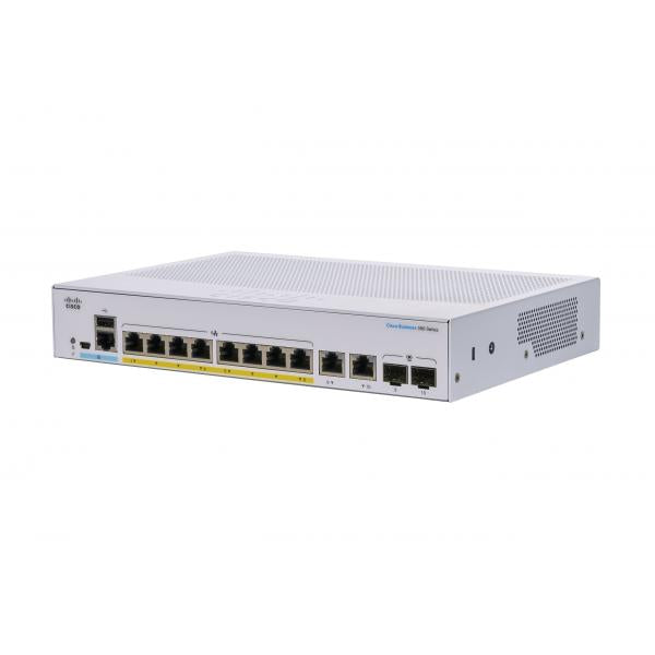 Cisco CBS350 Gestito L3 Gigabit Ethernet [10/100/1000] Supporto Power over Ethernet [PoE] 1U Nero, Grigio (Cisco Business 350 Series 350-8P-E-2G - Switch - L3 - Managed - 8 x 10/100/1000 [PoE+] + 2 x combo SFP - rack-mountable - PoE+ [67 W])Cisco0889...