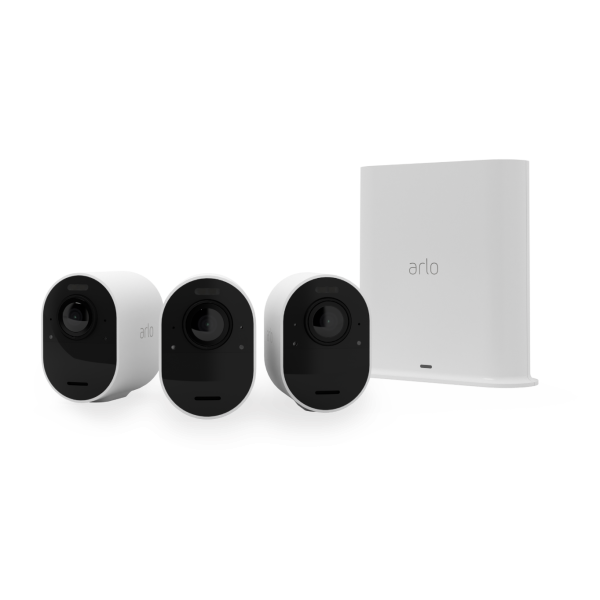 Arlo Ultra 2 Security System - Gateway + camera[s] - wireless [802.11b, 802.11g, 802.11n, 802.11ac, Bluetooth 4.2 LE] - 3 camera[s] - white