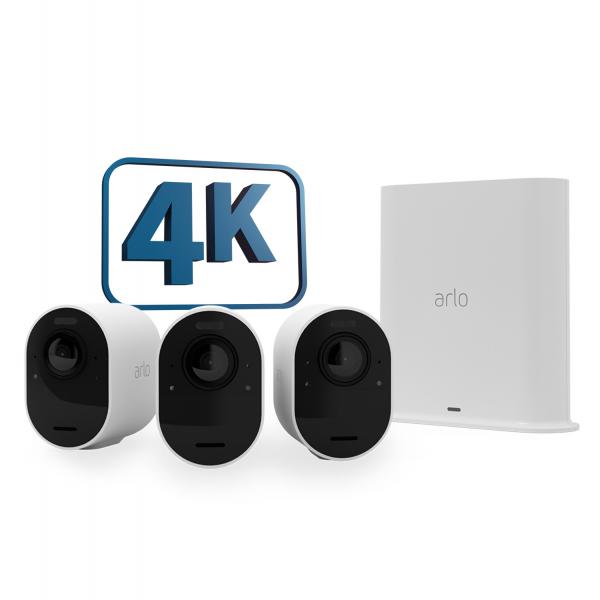Arlo Ultra 2 Security System - Gateway + camera[s] - wireless [802.11b, 802.11g, 802.11n, 802.11ac, Bluetooth 4.2 LE] - 3 camera[s] - white