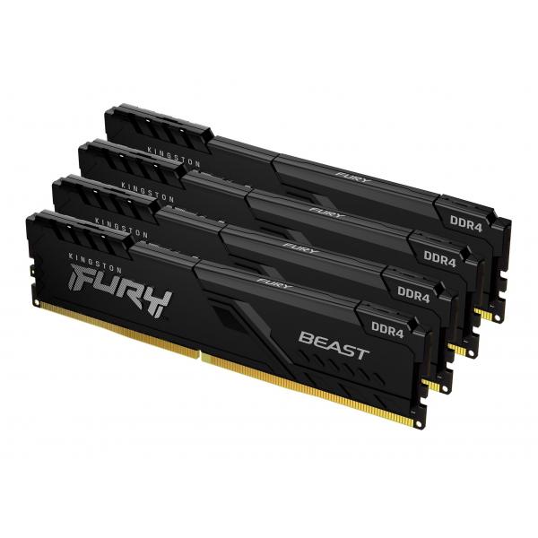 Kingston Technology FURY 128GB 2666MT/s DDR4 CL16 DIMM [Kit da 4] Beast Black (KFB 128GB DDR4 2666 DIMM K4Blk)