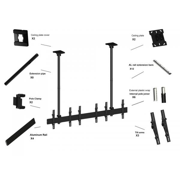 1X3 TRIPLE MONITOR CEILING BRACKET