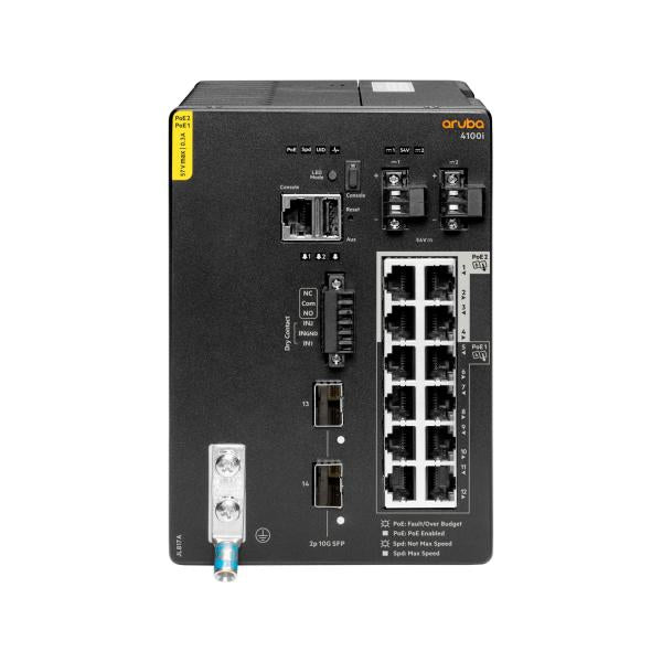 Hewlett Packard Enterprise Aruba 4100i Gestito L2 Gigabit Ethernet [10/100/1000] Supporto Power over Ethernet [PoE] 4U Nero (ARUBA 4100I 12G CL4/6 POE 2SFP+ DIN)Hpe0190017486871JL817A