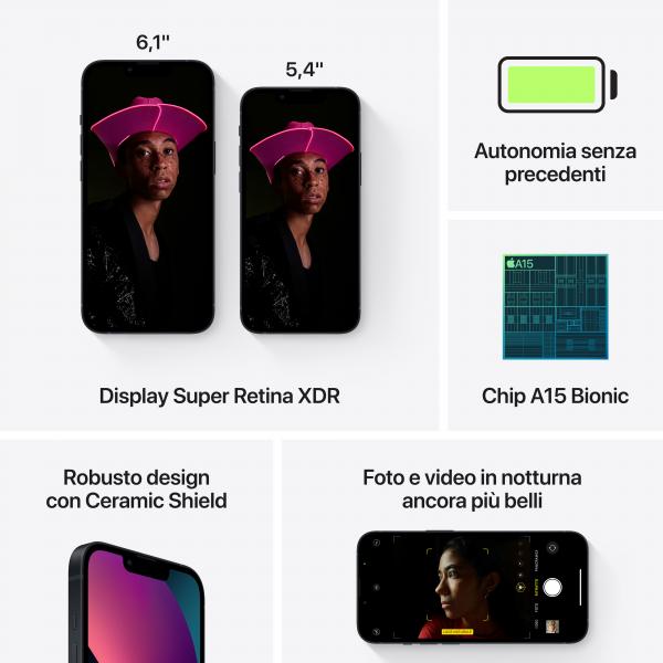 Apple iPhone 13 mini 13,7 cm [5.4] Doppia SIM iOS 15 5G 256 GB Nero (Apple iPhone 13 mini - 5G smartphone - dual-SIM / Internal Memory 256 GB - OLED display - 5.4 - 2340 x 1080 pixels - 2x rear cameras 12 MP, 12 MP - front camera 12 MP - midnight)