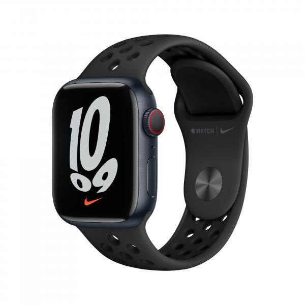 Apple Watch Nike Series 7 OLED 41 mm Digitale Touch screen 4G Nero Wi-Fi GPS [satellitare] (WATCH NIKE SER 7 GPS + CELL ALU - 41MM ANTH BLK NIKE SPORT BAND RE)