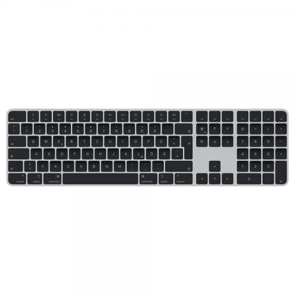 Apple Magic Keyboard tastiera Bluetooth QWERTZ Tedesco Nero, Argento (Apple Magic Keyboard with Touch ID and Numeric Keypad - Tastiera - Bluetooth, USB-C - QWERTZ - Tedesca - black keys)