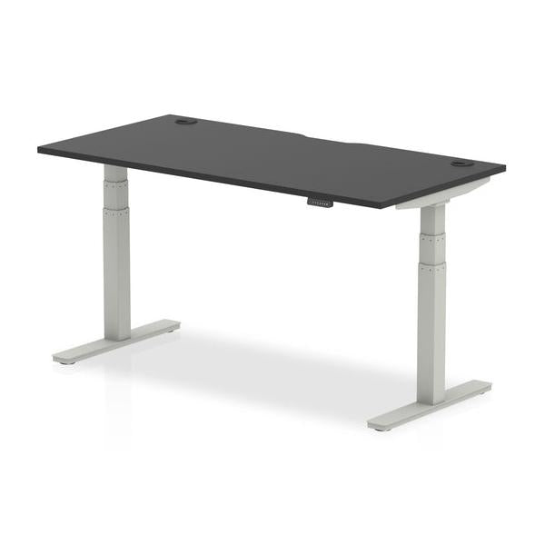 Dynamic Air Black Series Nero, Argento (Dynamic Air Black Series 1600 x 800mm Height Adjustable Desk Black Top with Cable Ports Silver Leg HA01275 DD)