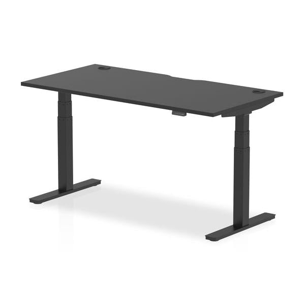 Dynamic Air Black Series Nero (Dynamic Air Black Series 1600 x 800mm Height Adjustable Desk Black Top with Cable Ports Black Leg HA01259 DD)