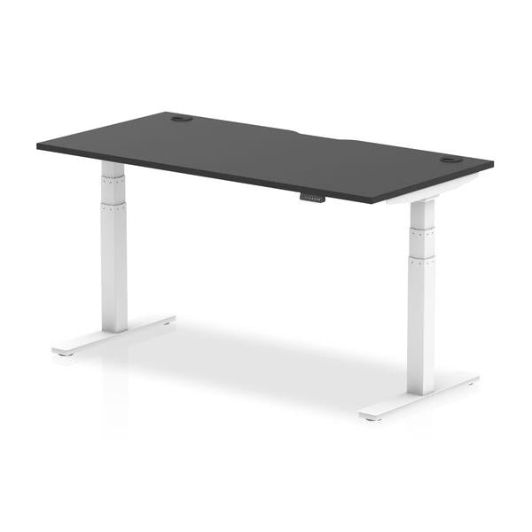 Dynamic Air Black Series Nero, Bianco (Dynamic Air Black Series 1600 x 800mm Height Adjustable Desk Black Top with Cable Ports White Leg HA01267 DD)