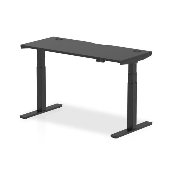 Dynamic Air Black Series Slimline Nero (Dynamic Air Black Series 1400 x 600mm Height Adjustable Desk Black Top with Cable Ports Black Leg HA01262 DD)