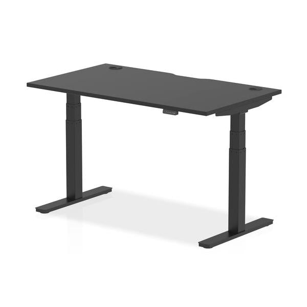 Dynamic Air Black Series Nero (Dynamic Air Black Series 1400 x 800mm Height Adjustable Desk Black Top with Cable Ports Black Leg HA01258 DD)