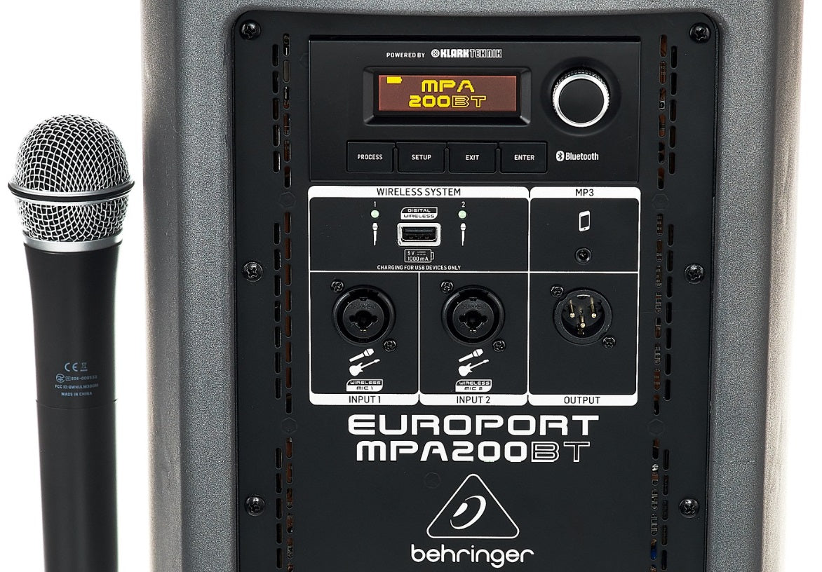 BEHRINGER MPA200BT CASSA ATTIVA + MICROFONO WIRELESS + STREAMING AUDIO BLUETOOTH 200W