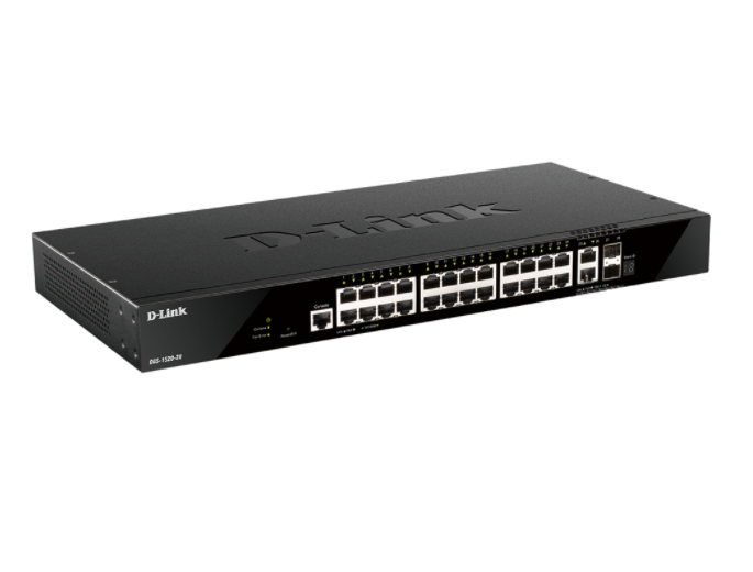 D-LINK SWITCH 28 PORTE DI CUI 24 PORTE GE + 2 PORTE 10GE + 2 PORTE SFP+, SMART MANAGED