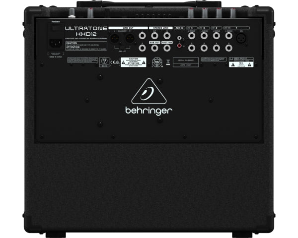 BEHRINGER KXD12 AMPLIFICATORE COMBO TASTIERA / STRUMENTI 4 CANALI 600W 12"+1" TURBOSOUND EFFETTI KLARK TEKNIK 2 XLR OUT EQ 7 BANDE