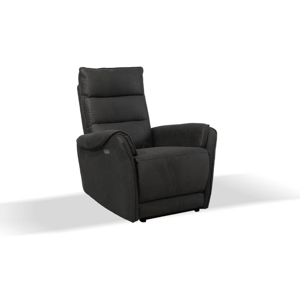 Poltrona Thun recliner elettrico effetto nabuk grigio