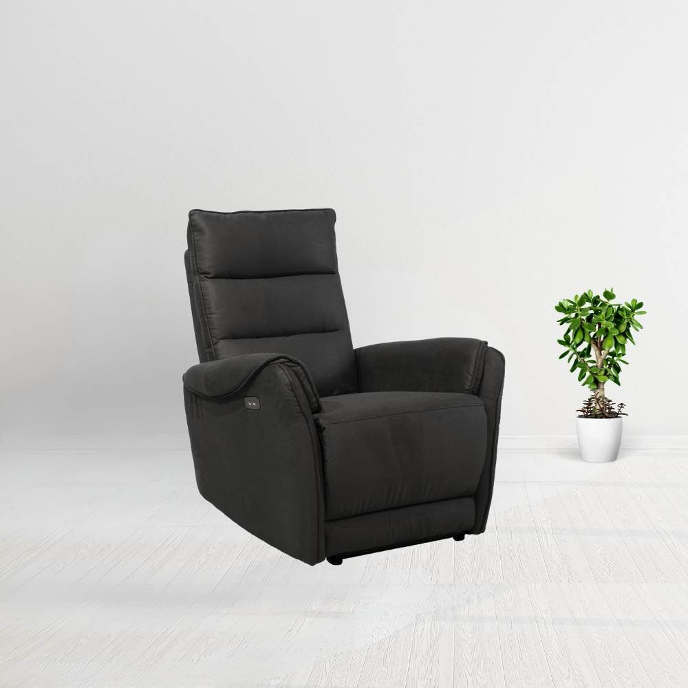 Poltrona Thun recliner elettrico effetto nabuk grigio