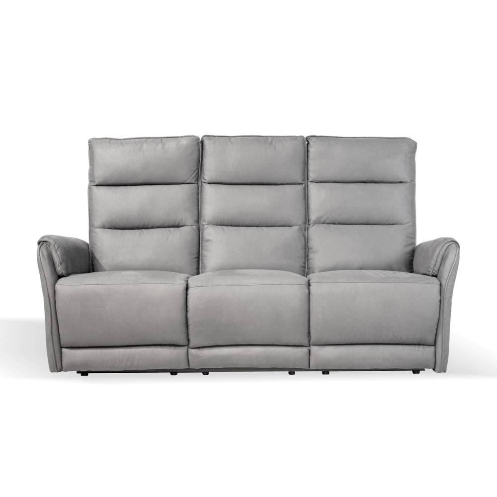 Divano 3 posti Thun 2 recliner elettrici effetto nabuk grigio chiaro
