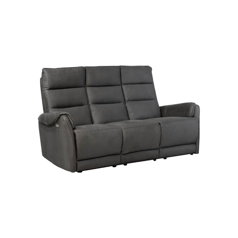 Divano 3 posti Thun 2 recliner elettrici effetto nabuk grigio
