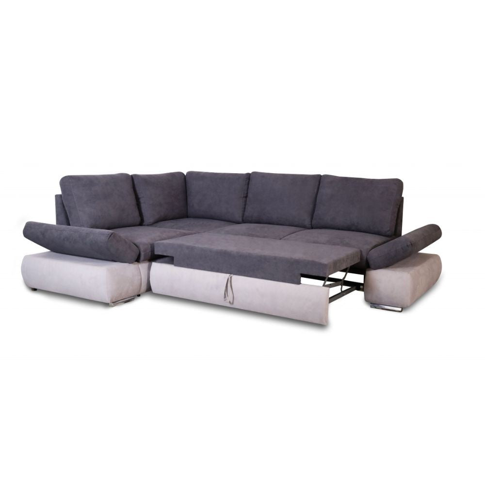 Divano angolare Siena con letto estraibile grigio 267x200x90