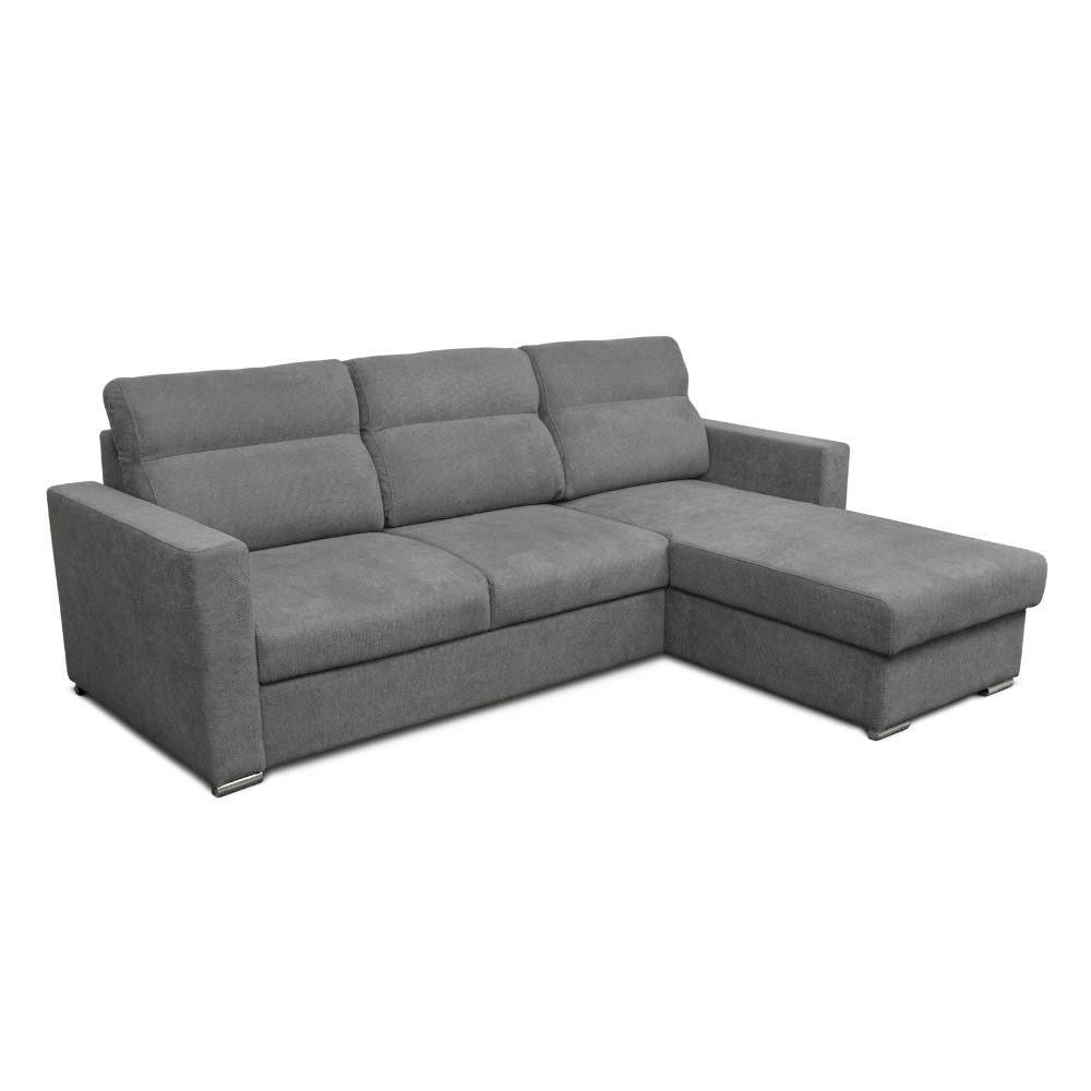 Divano Kendall angolare con penisola reversibile letto estraibile grigio Barrel 90