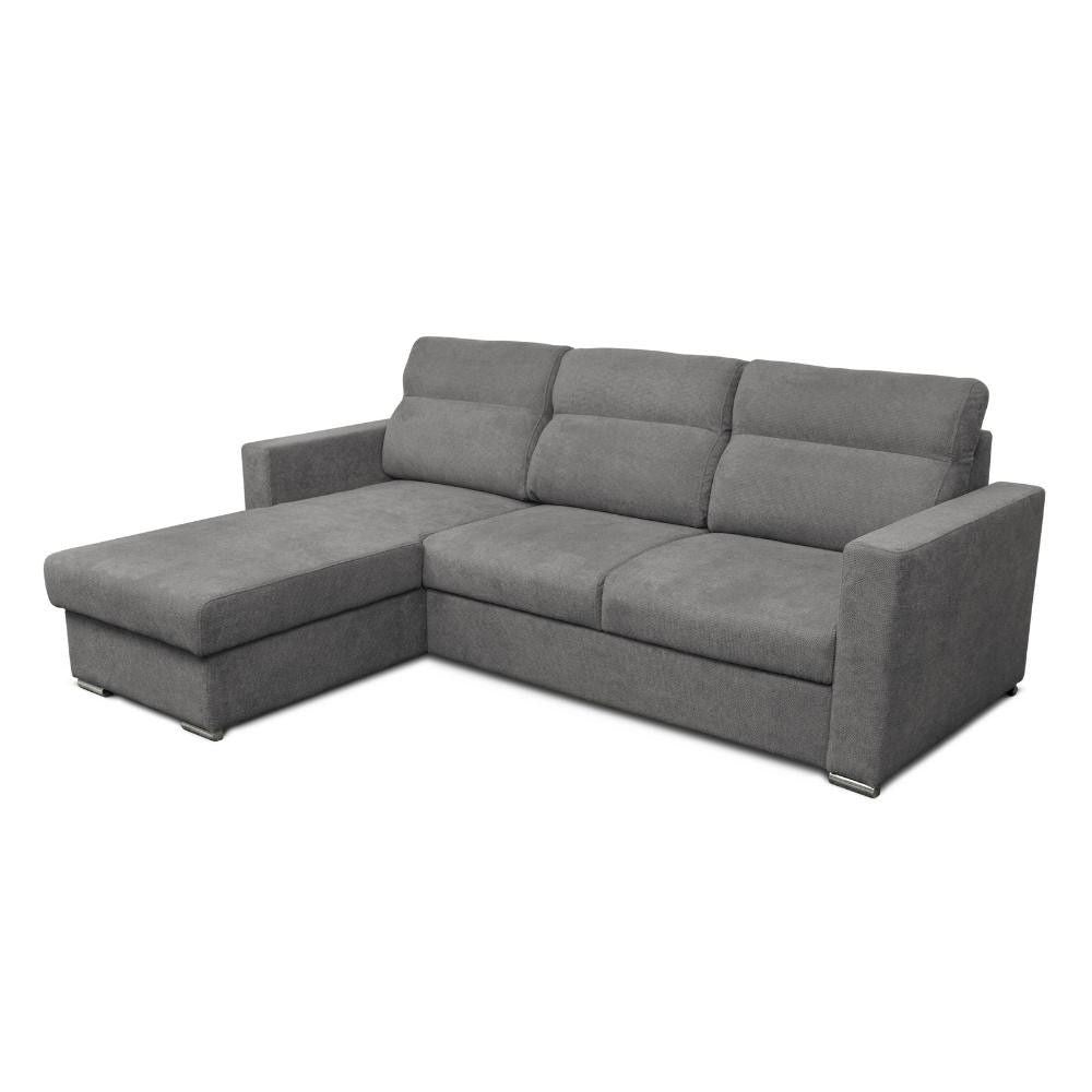 Divano Kendall angolare con penisola reversibile letto estraibile grigio Barrel 90