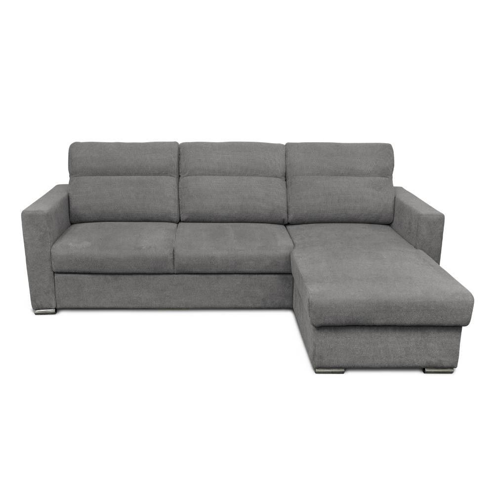 Divano Kendall angolare con penisola reversibile letto estraibile grigio Barrel 90