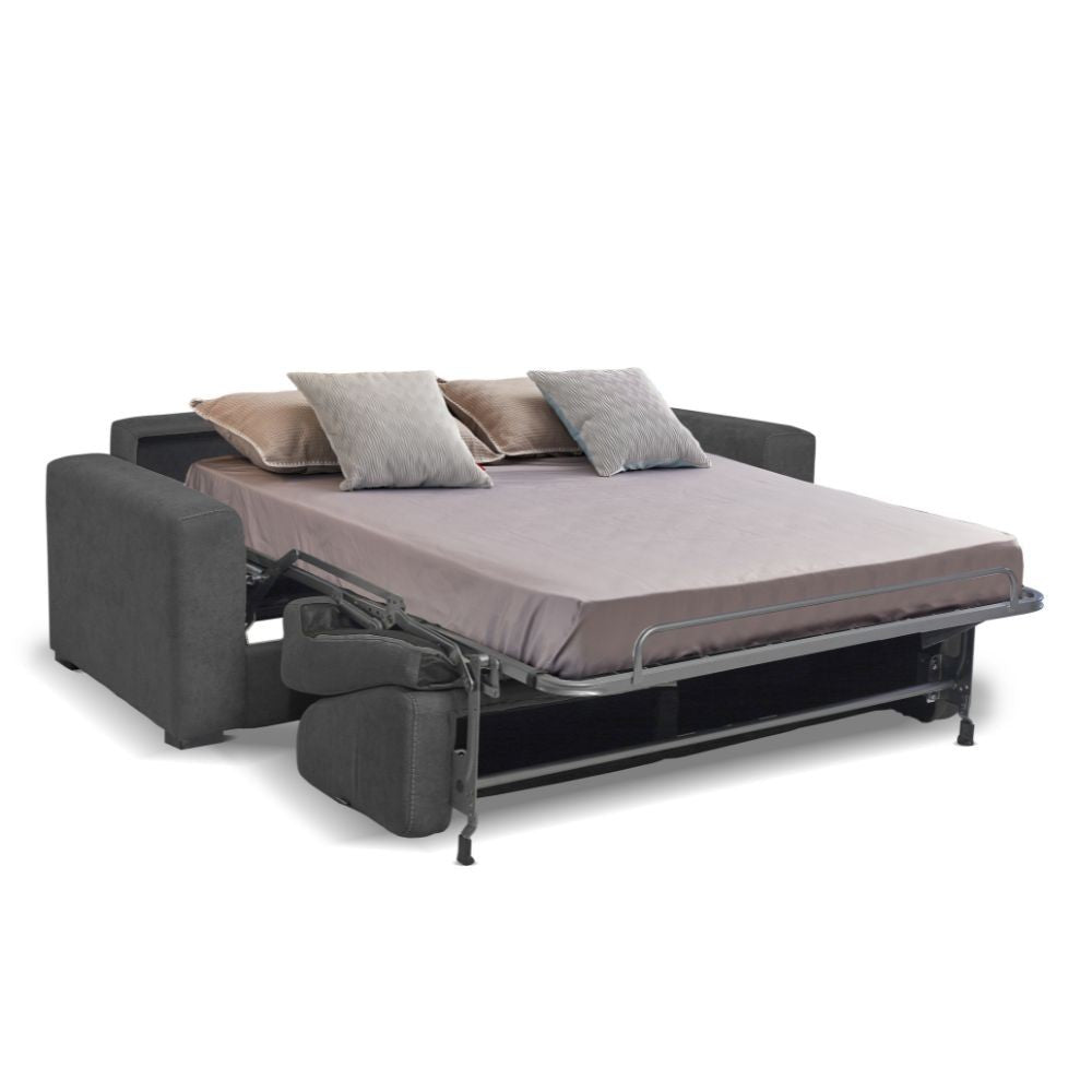 Divano letto Kriog 3 posti con braccioli squadrati gonzaga colore antracite