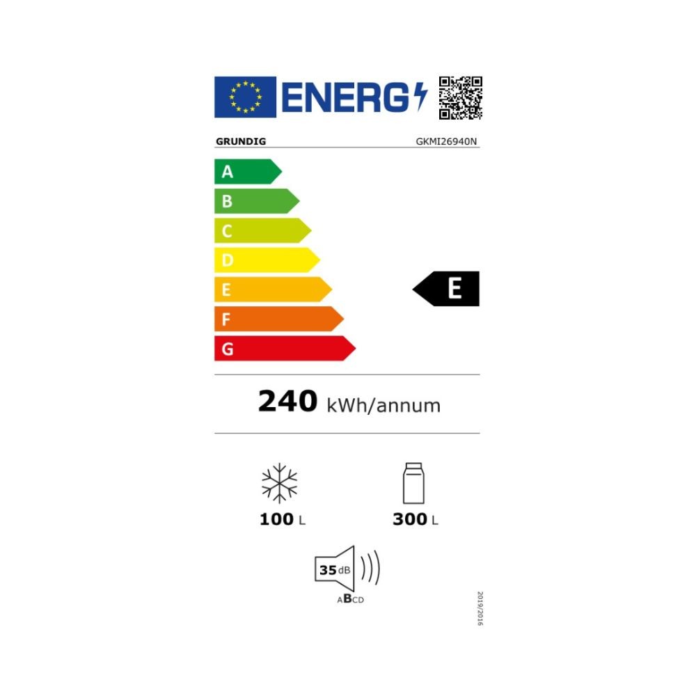 Frigorifero combinato incasso Grundig 75 cm 405 litri GKMI26940NLH classe E