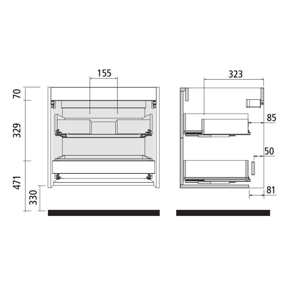 Mobile bagno sospeso Mango100 nero opaco con lavabo 2 cassetti 100x45x54h