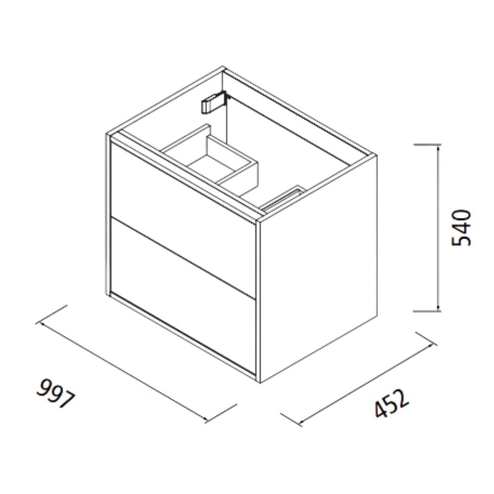 Mobile bagno sospeso Mango100 nero opaco con lavabo 2 cassetti 100x45x54h