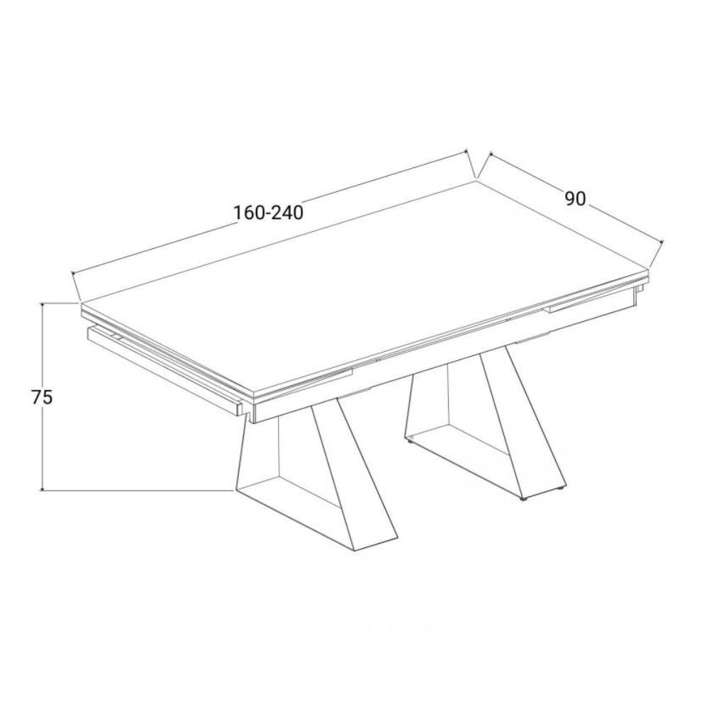 Tavolo allungabile Ariel piano in ceramica e struttura in metallo colore ossido
