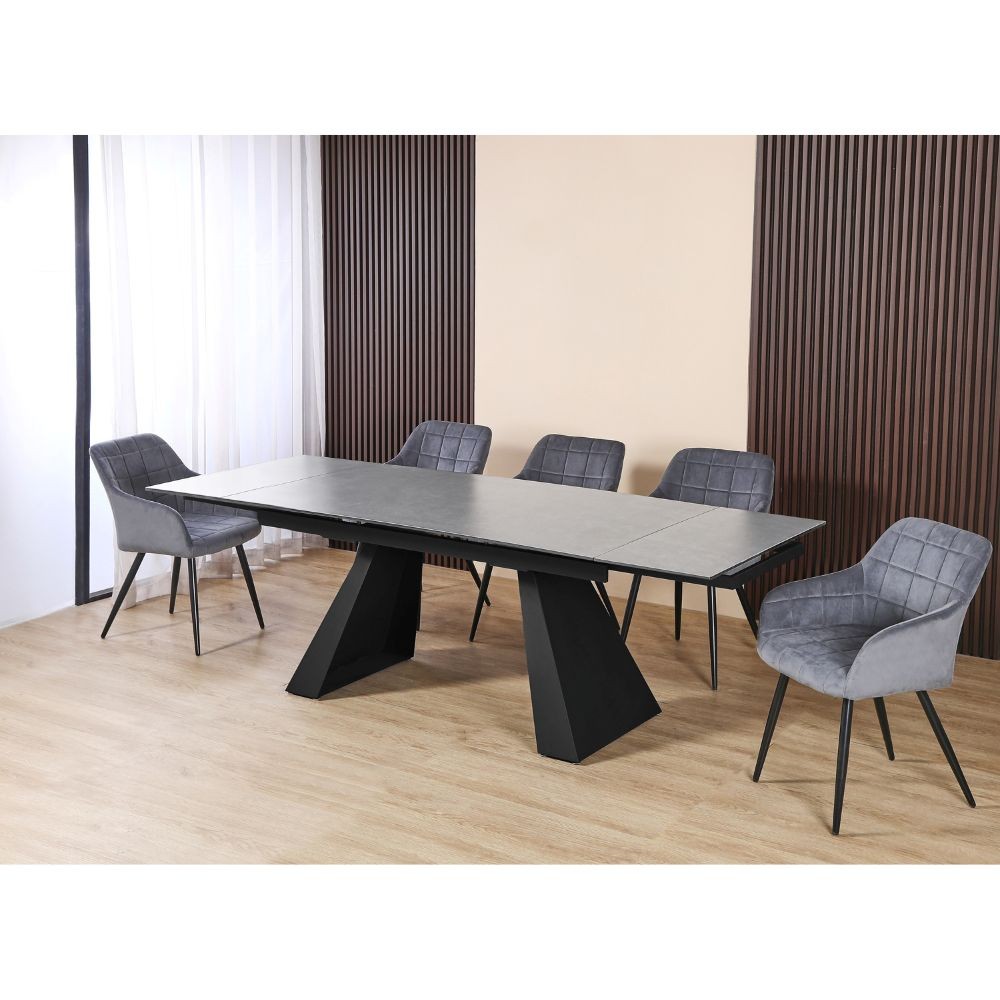 Tavolo allungabile Ariel piano in ceramica e struttura in metallo colore ossido