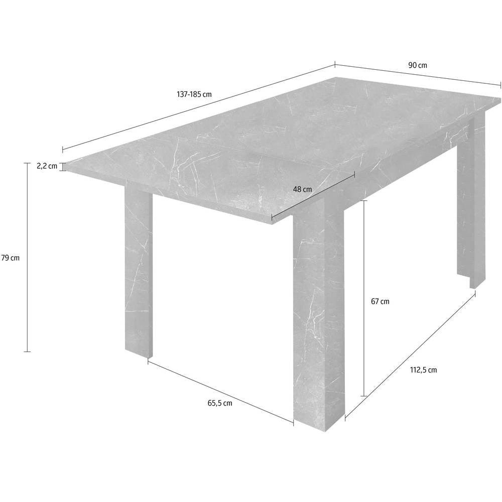 Tavolo allungabile Rock effetto marmo bianco 137x90x76h