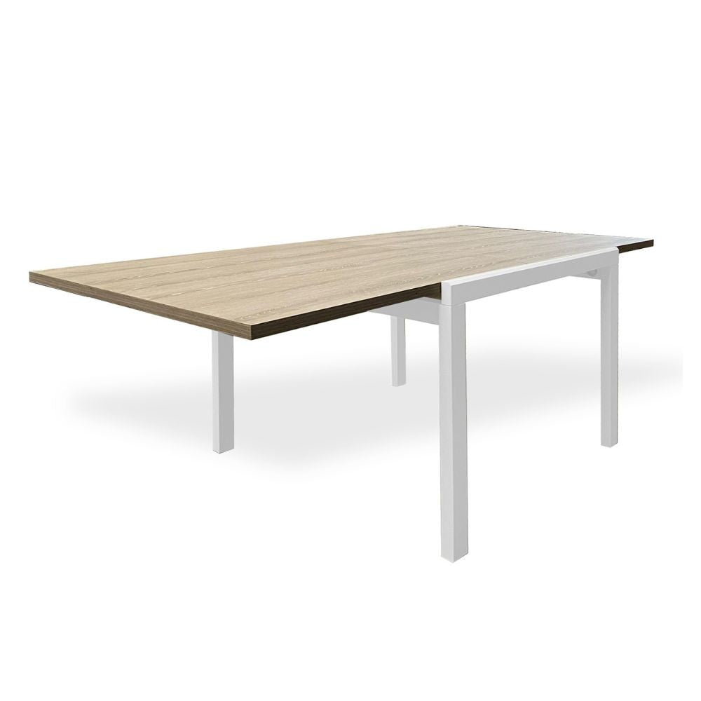 Tavolo quadrato Korallo allungabile bianco e olmo 100x100x76h